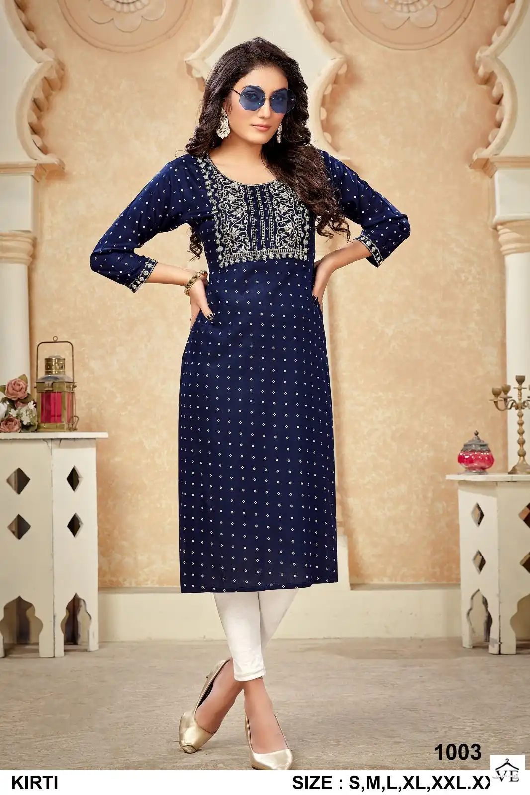 Vardan Ethnic Kirti Rayon Gold Print Wholesale Kurtis Catalog — Wholesale Kurtis, MPA wholesale from Surat - Gallery Image 3