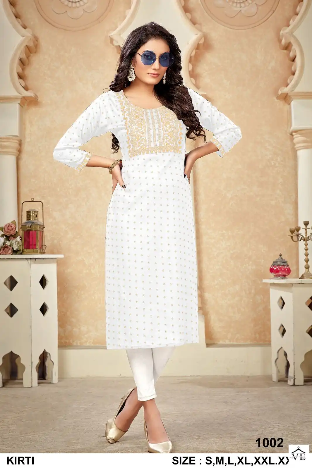 Vardan Ethnic Kirti Rayon Gold Print Wholesale Kurtis Catalog — Wholesale Kurtis, MPA wholesale from Surat - Gallery Image 4
