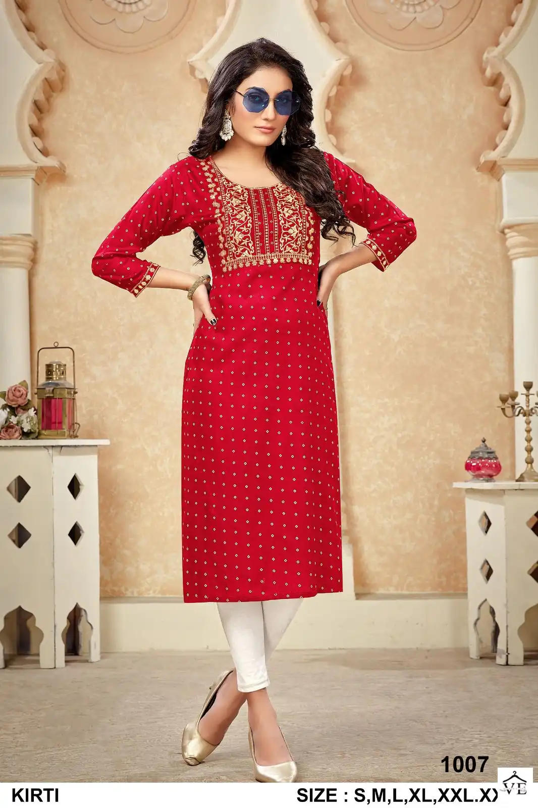 Vardan Ethnic Kirti Rayon Gold Print Wholesale Kurtis Catalog — Wholesale Kurtis, MPA wholesale from Surat - Gallery Image 7