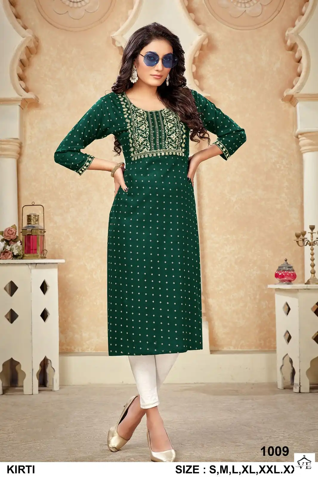 Vardan Ethnic Kirti Rayon Gold Print Wholesale Kurtis Catalog — Wholesale Kurtis, MPA wholesale from Surat - Gallery Image 9