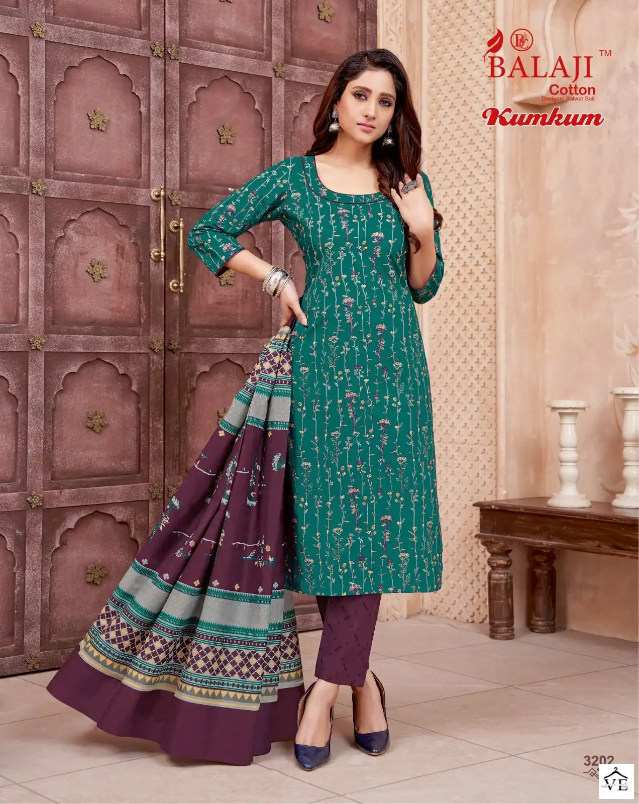 Balaji Kumkum Vol 32 Cotton Wholesale Readymade Suits Catalog — Wholesale Salwar Suits, MPA wholesale from Surat - Gallery Image 5