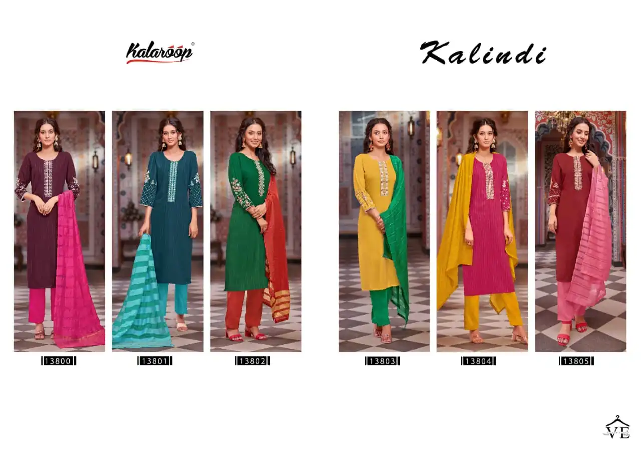 Kalaroop Kalindi Rayon Wholesale Readymade Suits Catalog — Wholesale Salwar Suits, MPA wholesale from Surat — view 7