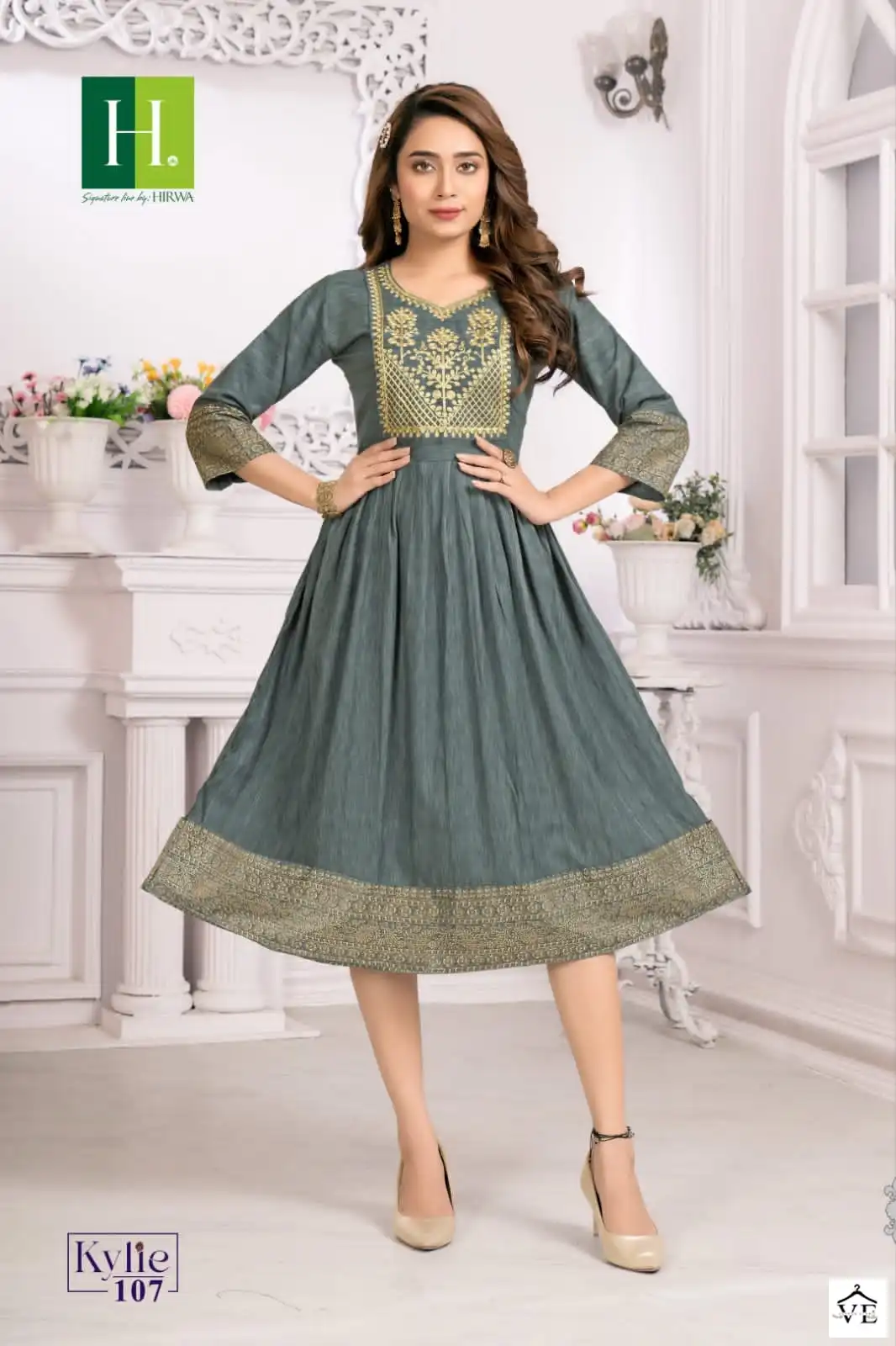 Hirwa Kylie Viscose Rayon Dobby Wholesale Kurti Catalog — Wholesale Kurtis, MPA wholesale from Surat - Gallery Image 3