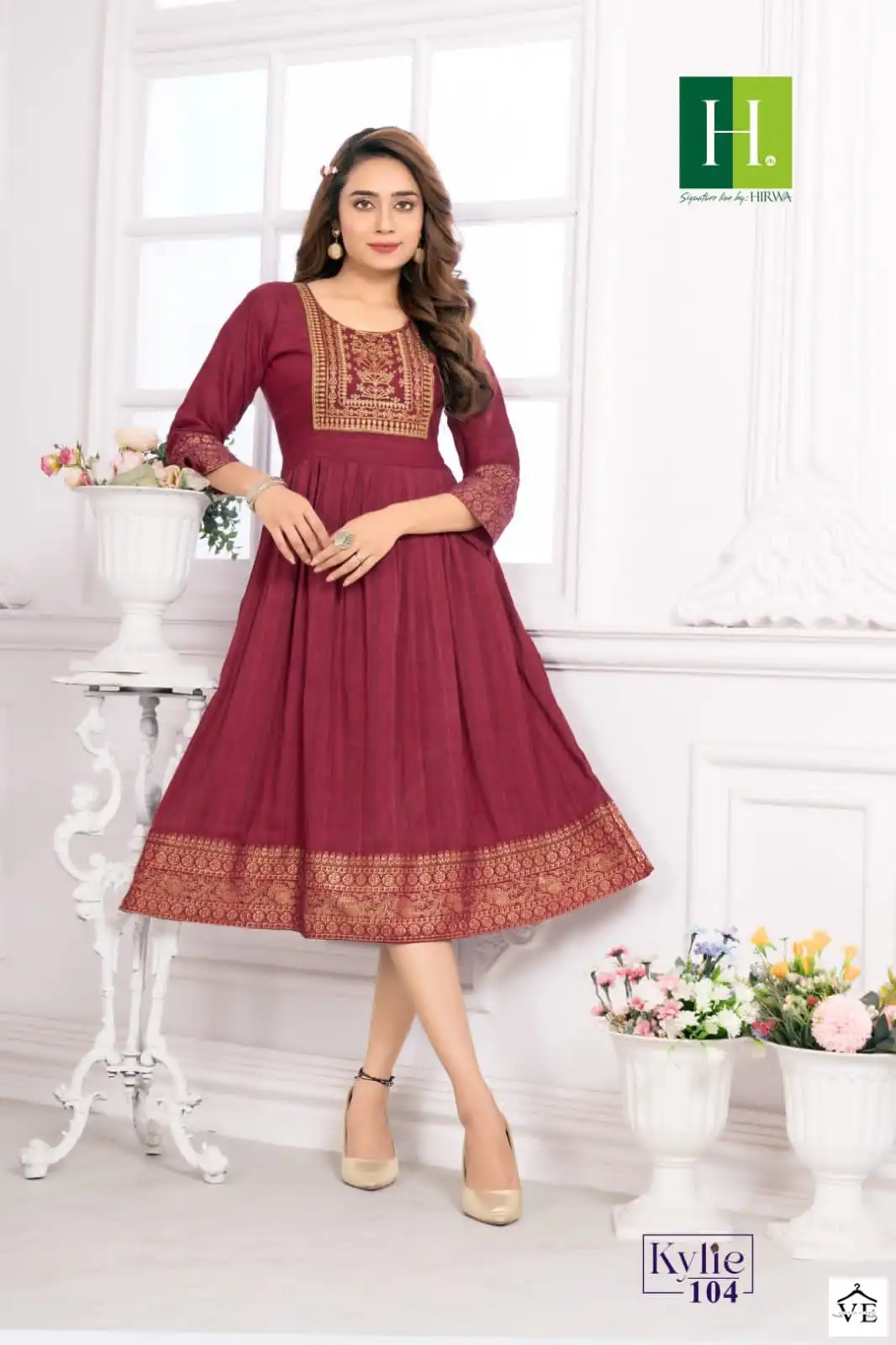Hirwa Kylie Viscose Rayon Dobby Wholesale Kurti Catalog — Wholesale Kurtis, MPA wholesale from Surat - Gallery Image 5