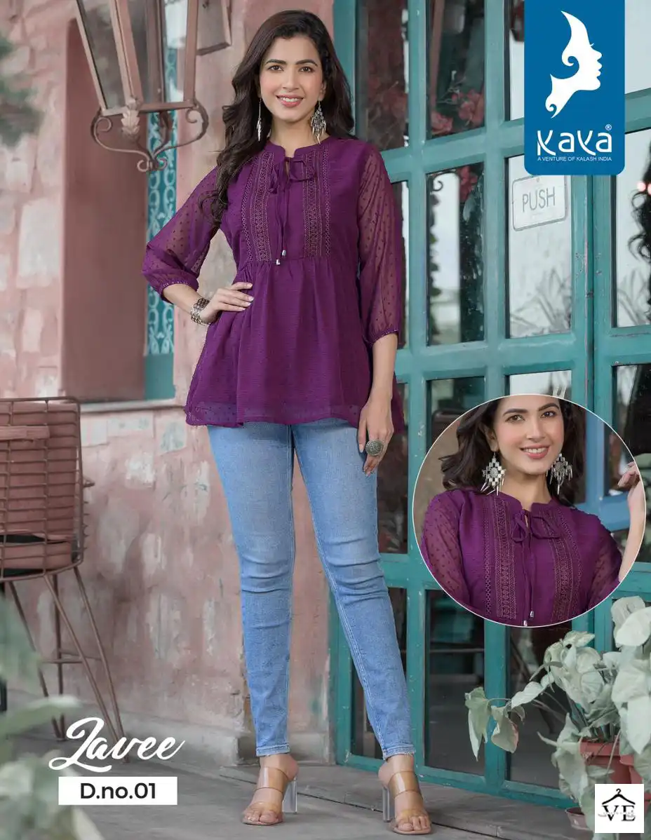 Vardan Ethnic Laavee Georgette Wholesale Kurtis Catalog — Wholesale Kurtis, MPA wholesale from Surat — view 1