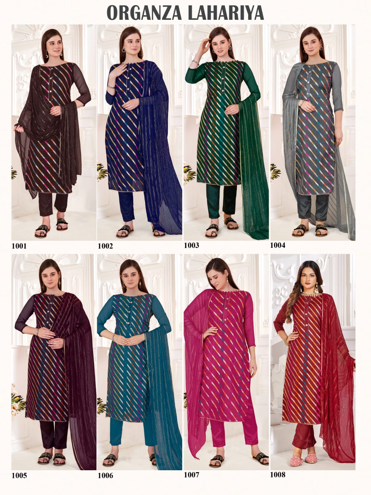Vardan Ethnic Organza Lahariya Organza Wholesale Salwar Suit Catalog — Wholesale Salwar Suits, MPA wholesale from Surat — view 17