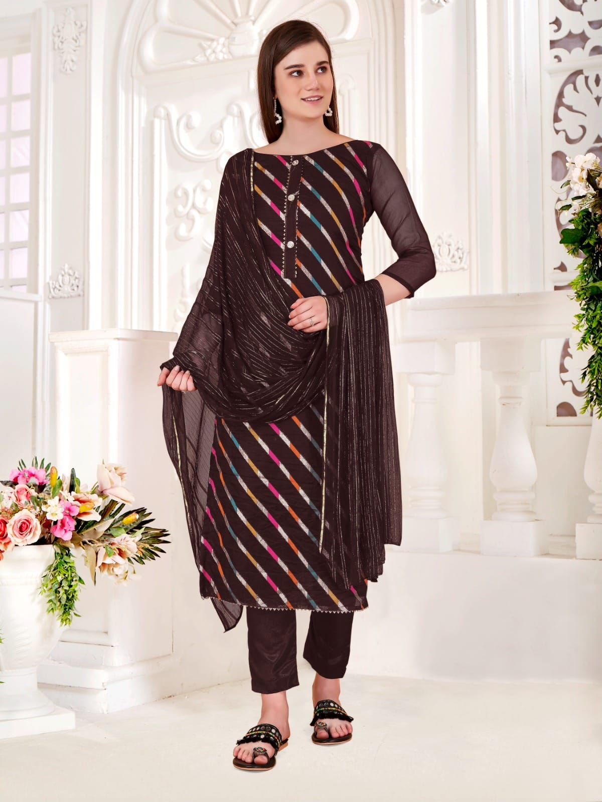 Vardan Ethnic Organza Lahariya Organza Wholesale Salwar Suit Catalog — Wholesale Salwar Suits, MPA wholesale from Surat - Gallery Image 2
