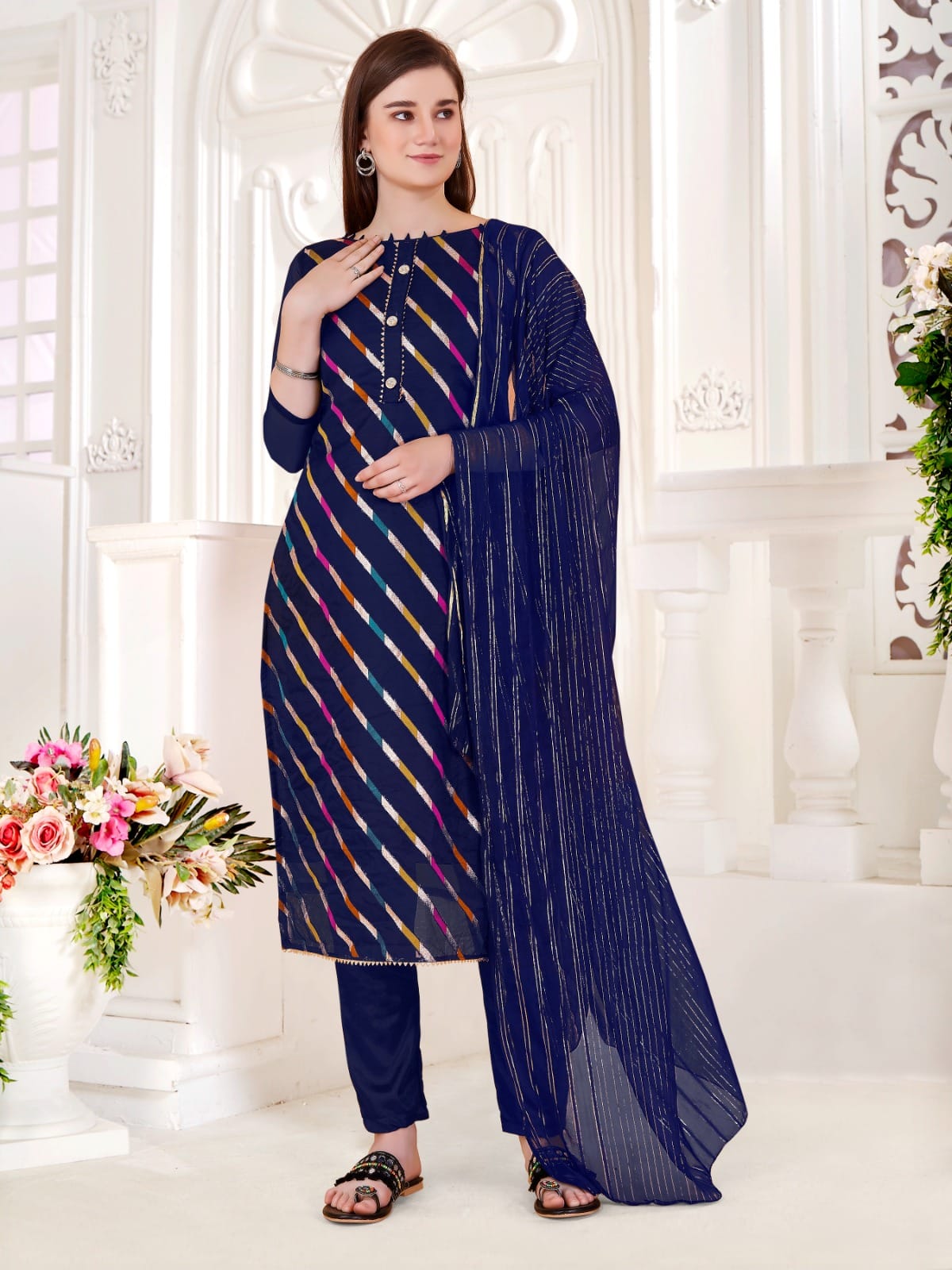 Vardan Ethnic Organza Lahariya Organza Wholesale Salwar Suit Catalog — Wholesale Salwar Suits, MPA wholesale from Surat - Gallery Image 4