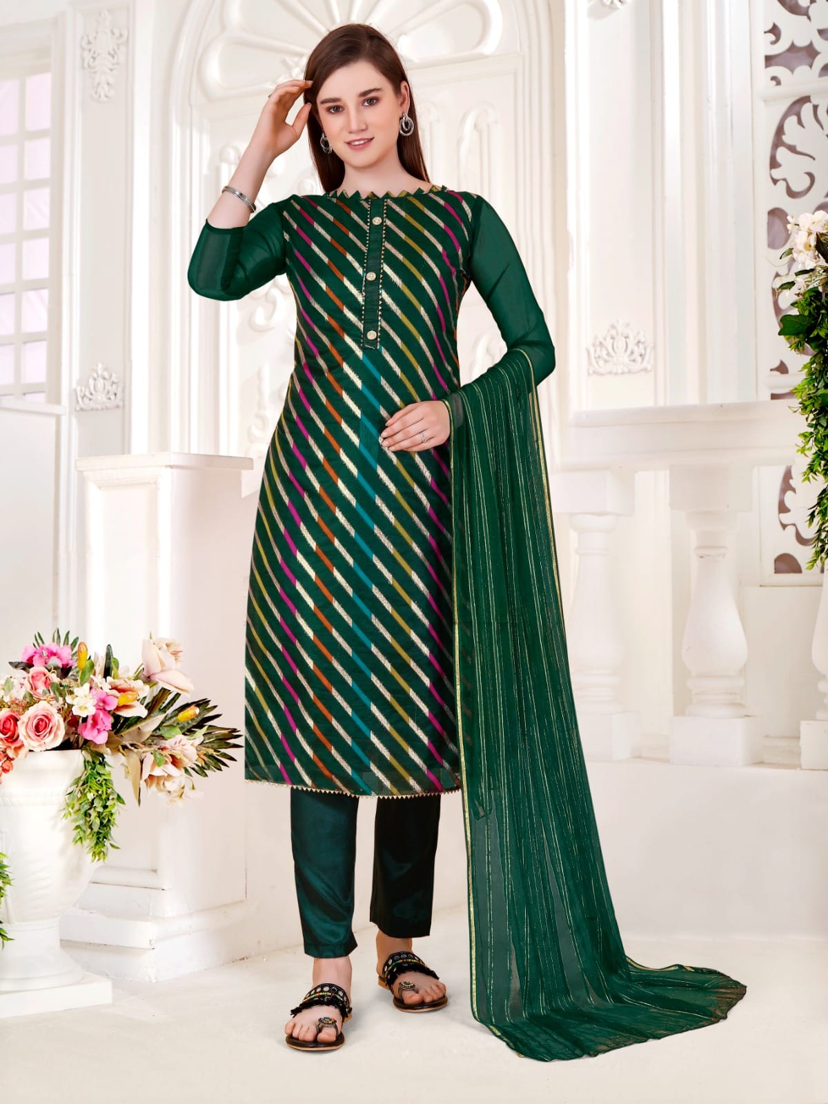 Vardan Ethnic Organza Lahariya Organza Wholesale Salwar Suit Catalog — Wholesale Salwar Suits, MPA wholesale from Surat - Gallery Image 6