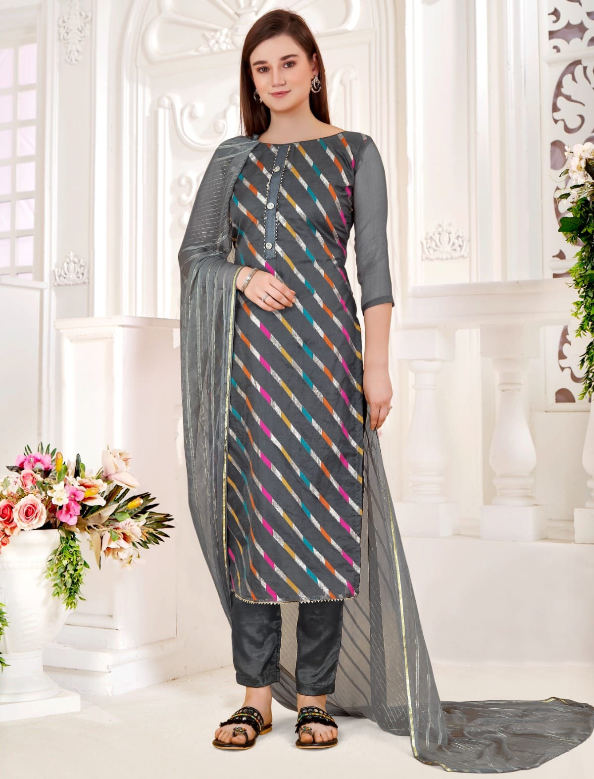 Vardan Ethnic Organza Lahariya Organza Wholesale Salwar Suit Catalog — Wholesale Salwar Suits, MPA wholesale from Surat - Gallery Image 8