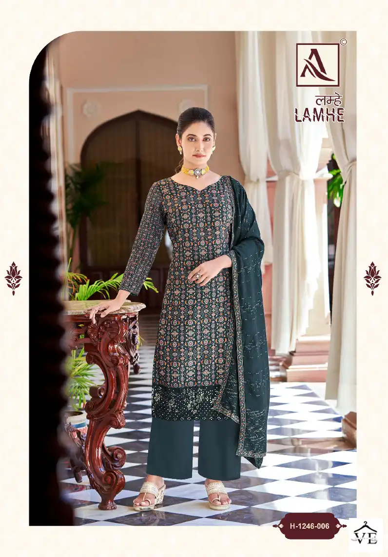 Alok Suits Lamhe Muslin Wholesale Designer Salwar Suit Catalog — Wholesale Salwar Suits, MPA wholesale from Surat - Gallery Image 3