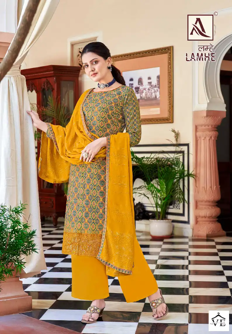 Alok Suits Lamhe Muslin Wholesale Designer Salwar Suit Catalog — Wholesale Salwar Suits, MPA wholesale from Surat - Gallery Image 5