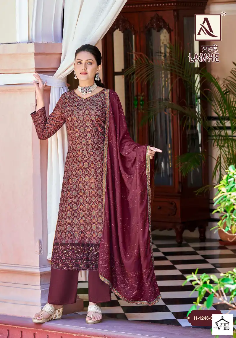 Alok Suits Lamhe Muslin Wholesale Designer Salwar Suit Catalog — Wholesale Salwar Suits, MPA wholesale from Surat - Gallery Image 6