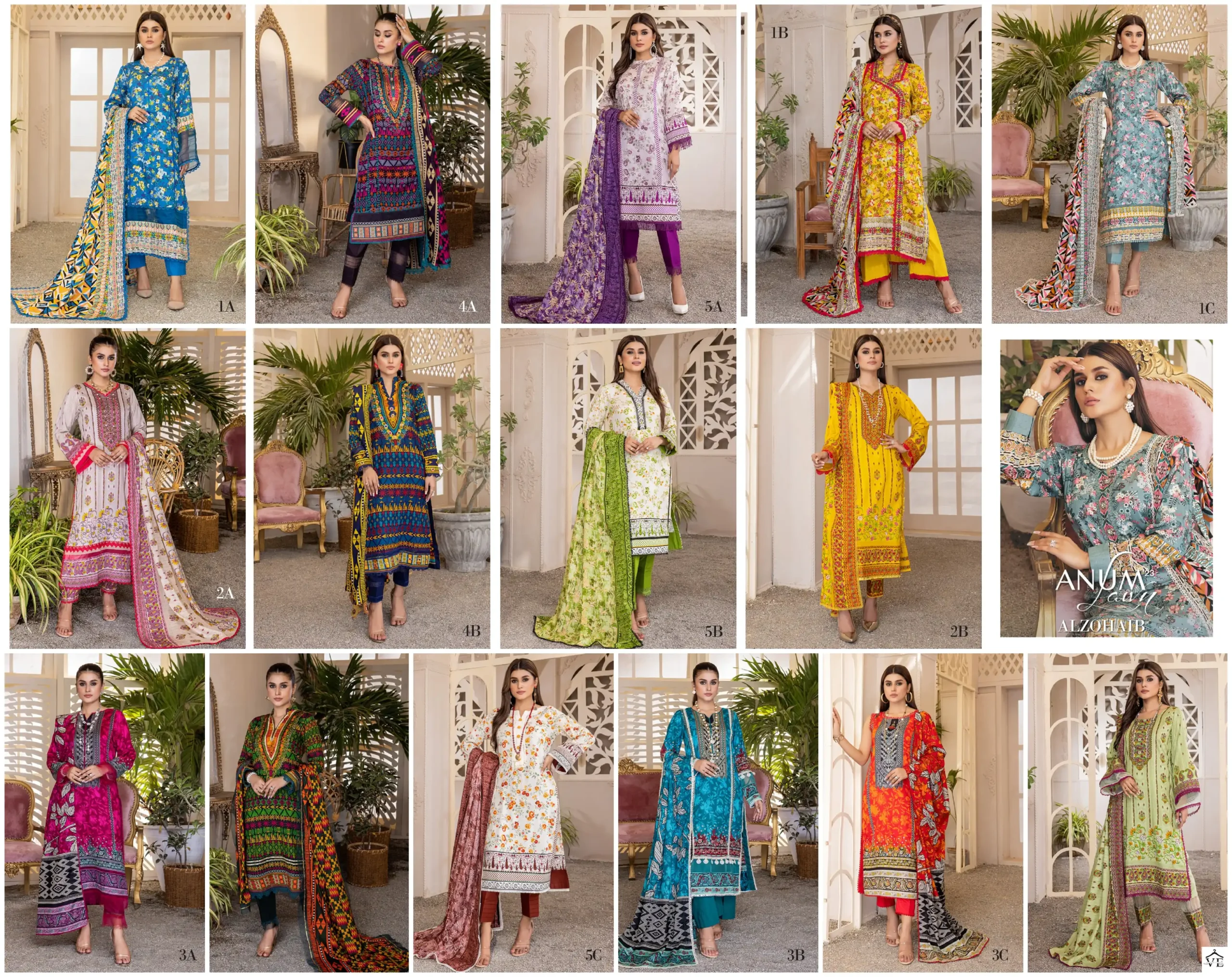 Al Zohaib Anum Lawn Collection 23 Printed Lawn Wholesale Pakistani Salwar Suit Catalog — Wholesale Salwar Suits, MPA wholesale from Surat — view 16