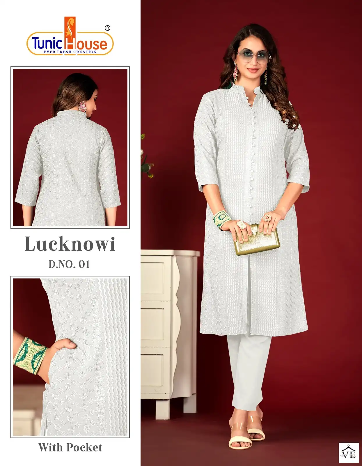 Tunic House Lucknowi Lining Viscose Rayon Wholesale Kurti Catalog — Wholesale Kurtis, MPA wholesale from Surat - Gallery Image 9