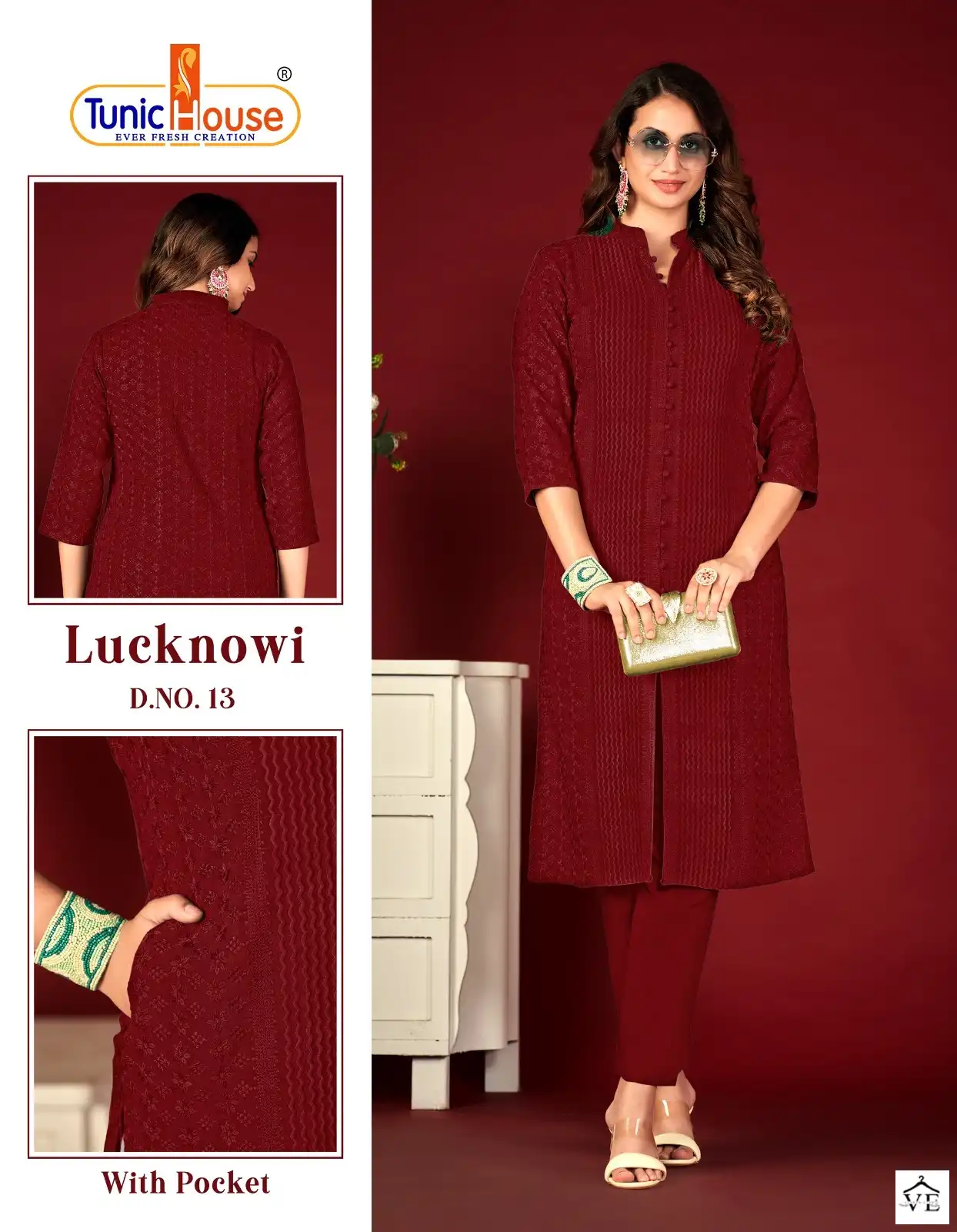 Tunic House Lucknowi Lining Viscose Rayon Wholesale Kurti Catalog — Wholesale Kurtis, MPA wholesale from Surat - Gallery Image 5