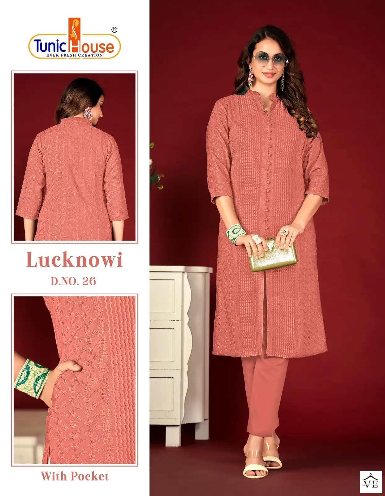 Tunic House Lucknowi Lining Viscose Rayon Wholesale Kurti Catalog — Wholesale Kurtis, MPA wholesale from Surat - Gallery Image 6