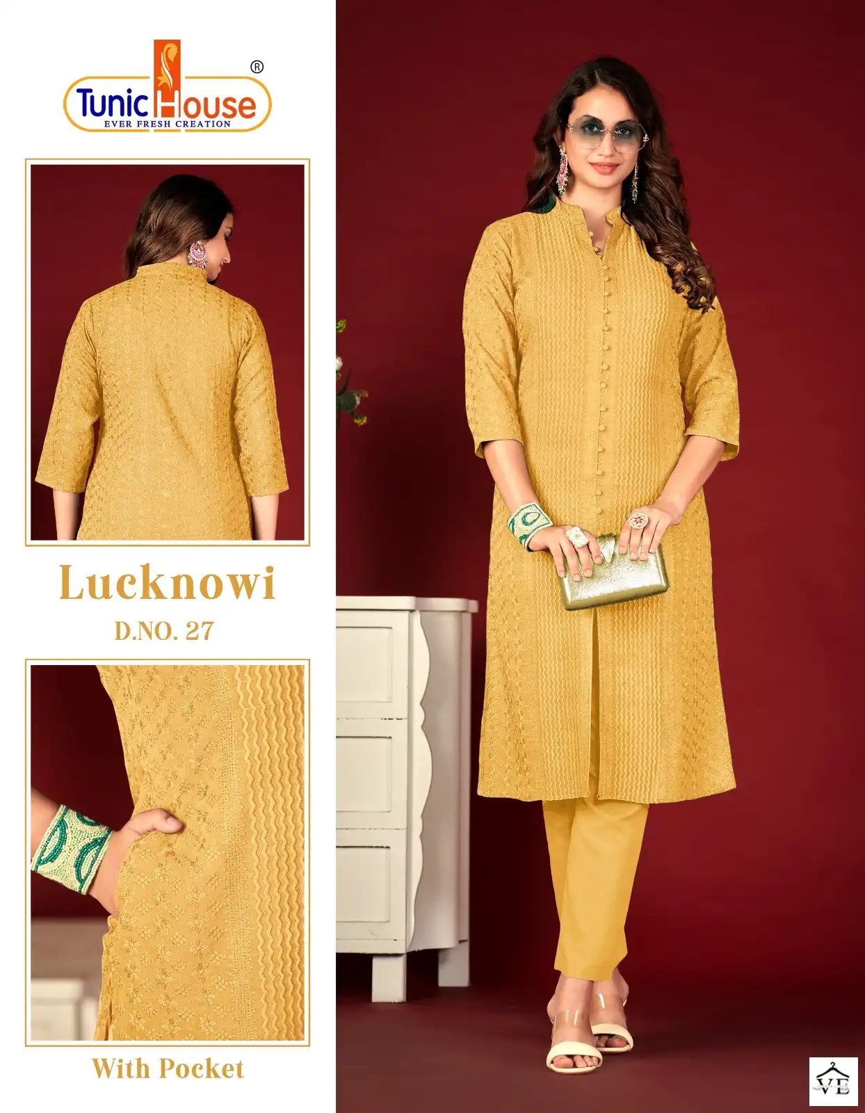 Tunic House Lucknowi Lining Viscose Rayon Wholesale Kurti Catalog — Wholesale Kurtis, MPA wholesale from Surat - Gallery Image 7