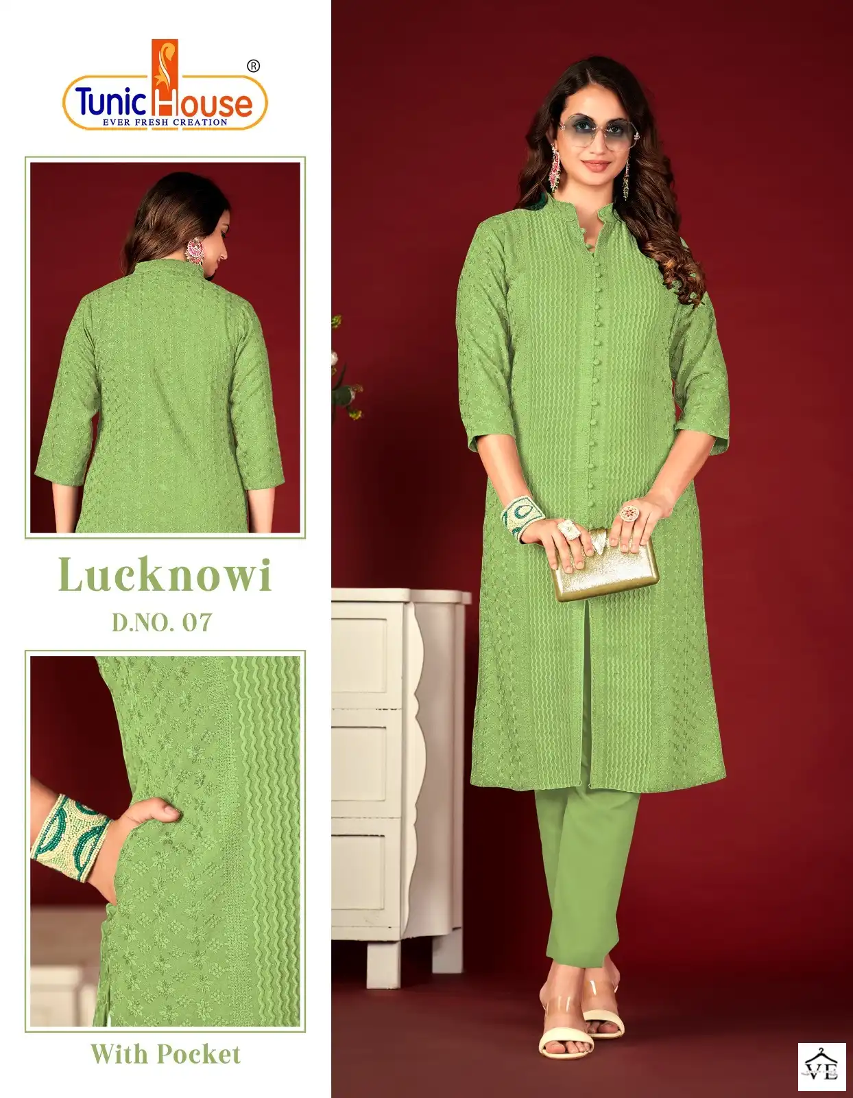 Tunic House Lucknowi Lining Viscose Rayon Wholesale Kurti Catalog — Wholesale Kurtis, MPA wholesale from Surat - Gallery Image 12