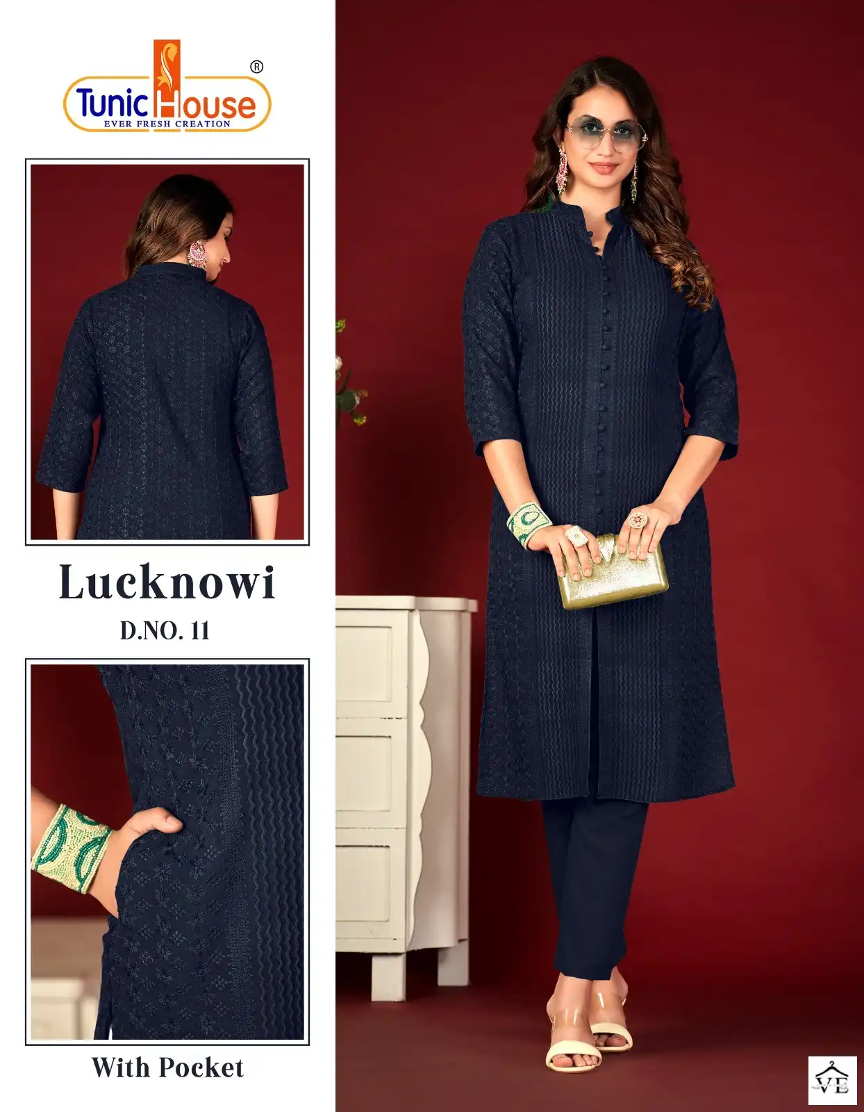 Tunic House Lucknowi Lining Viscose Rayon Wholesale Kurti Catalog — Wholesale Kurtis, MPA wholesale from Surat - Gallery Image 2