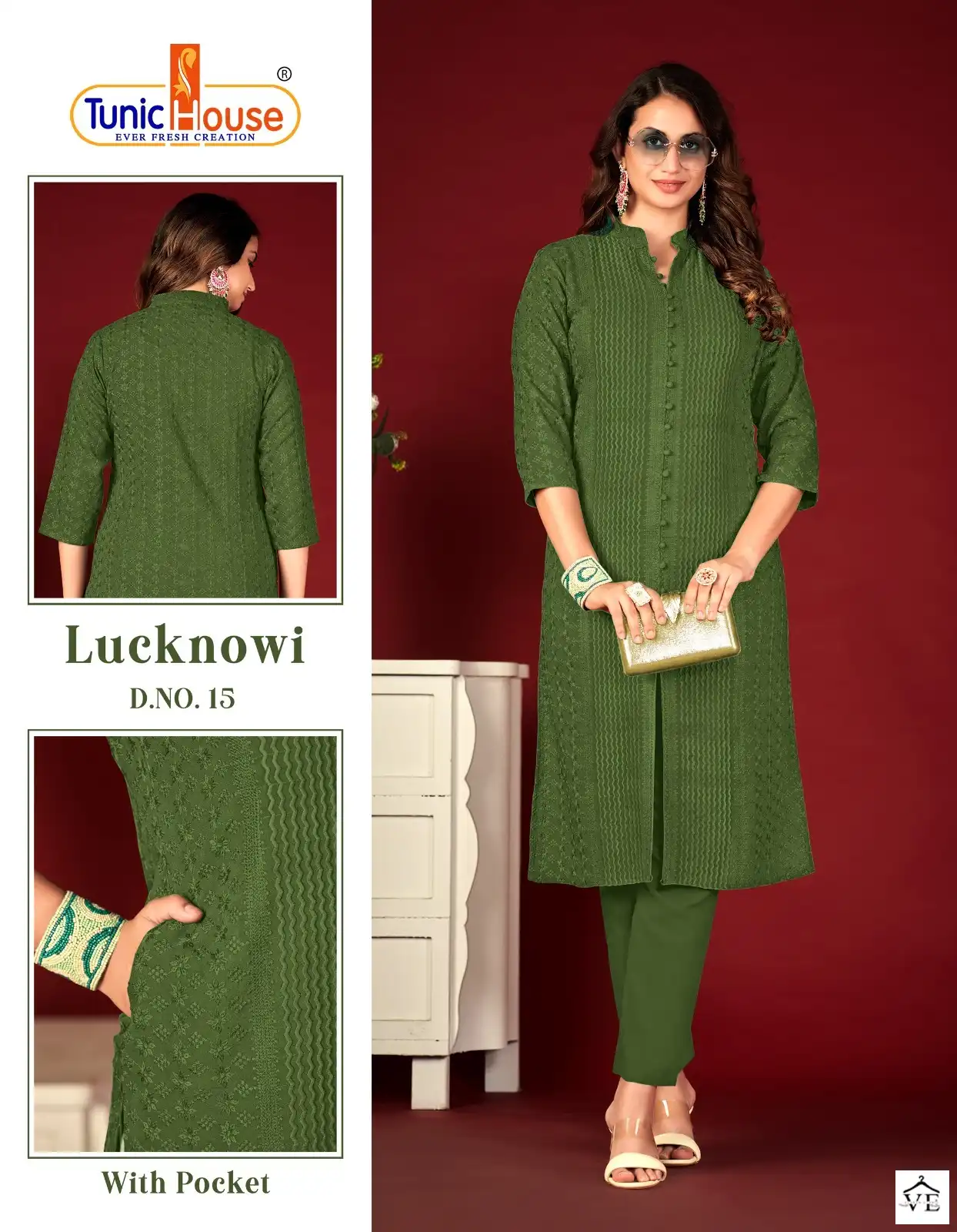 Tunic House Lucknowi Lining Viscose Rayon Wholesale Kurti Catalog — Wholesale Kurtis, MPA wholesale from Surat - Gallery Image 4
