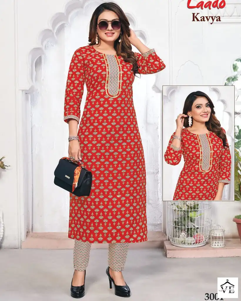 Laado Kavya Jaipuri Vol-3 Pure Cotton Wholesale Top With Pant Catalog — Wholesale Kurtis, MPA wholesale from Surat — view 1