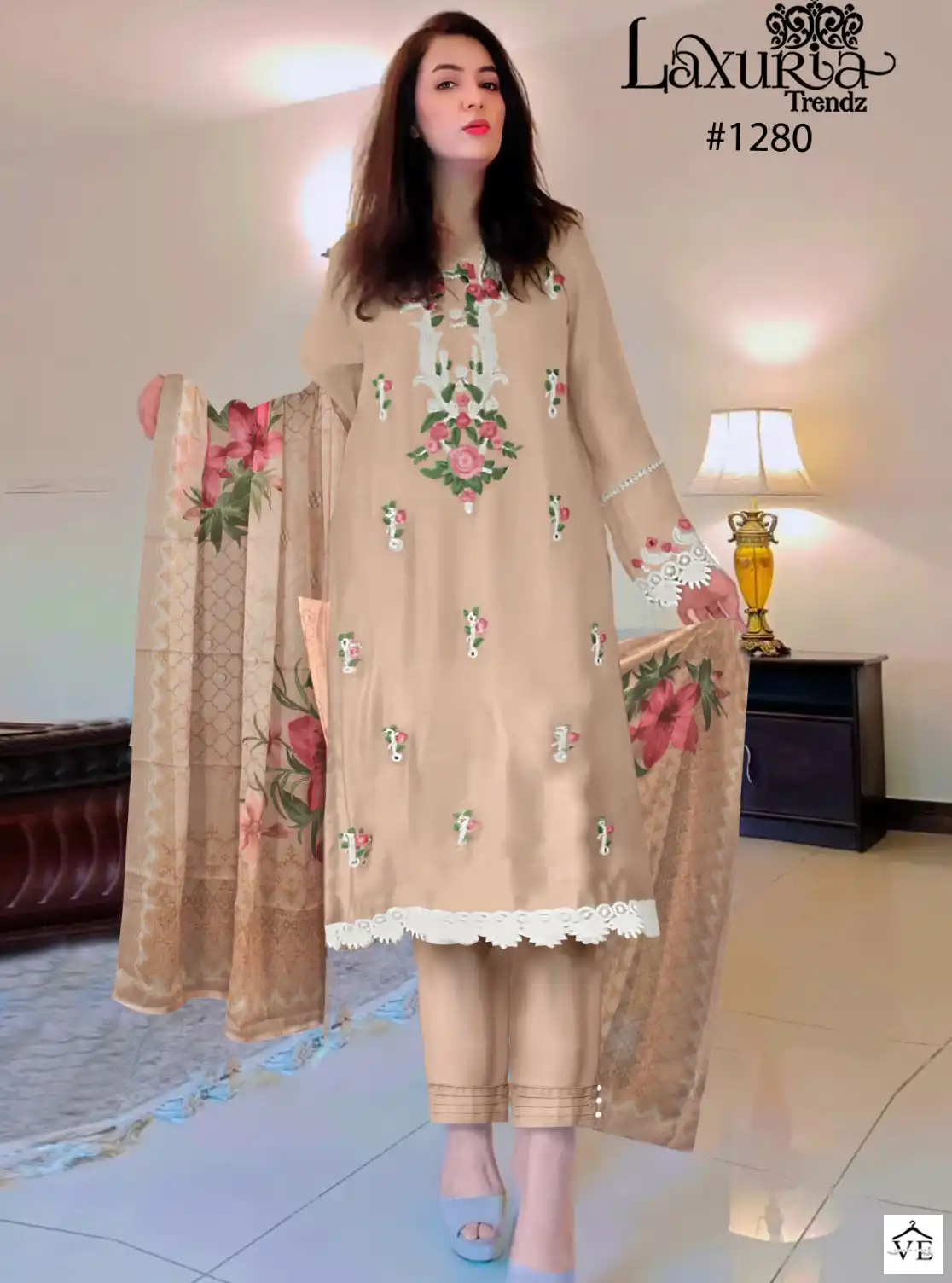 Laxuria 1280 Faux Georgette Wholesale Readymade Pakistani Suit — Wholesale Salwar Suits, MPA wholesale from Surat — view 1