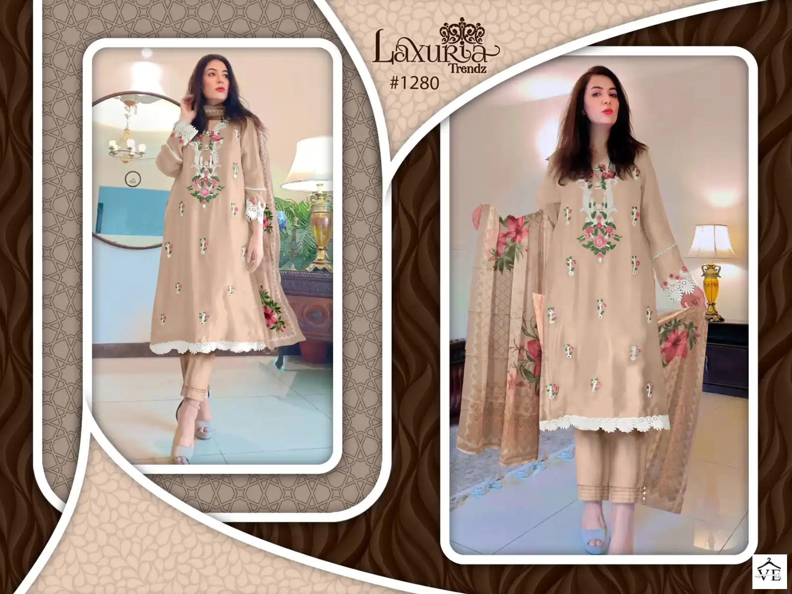Laxuria 1280 Faux Georgette Wholesale Readymade Pakistani Suit — Wholesale Salwar Suits, MPA wholesale from Surat — view 3