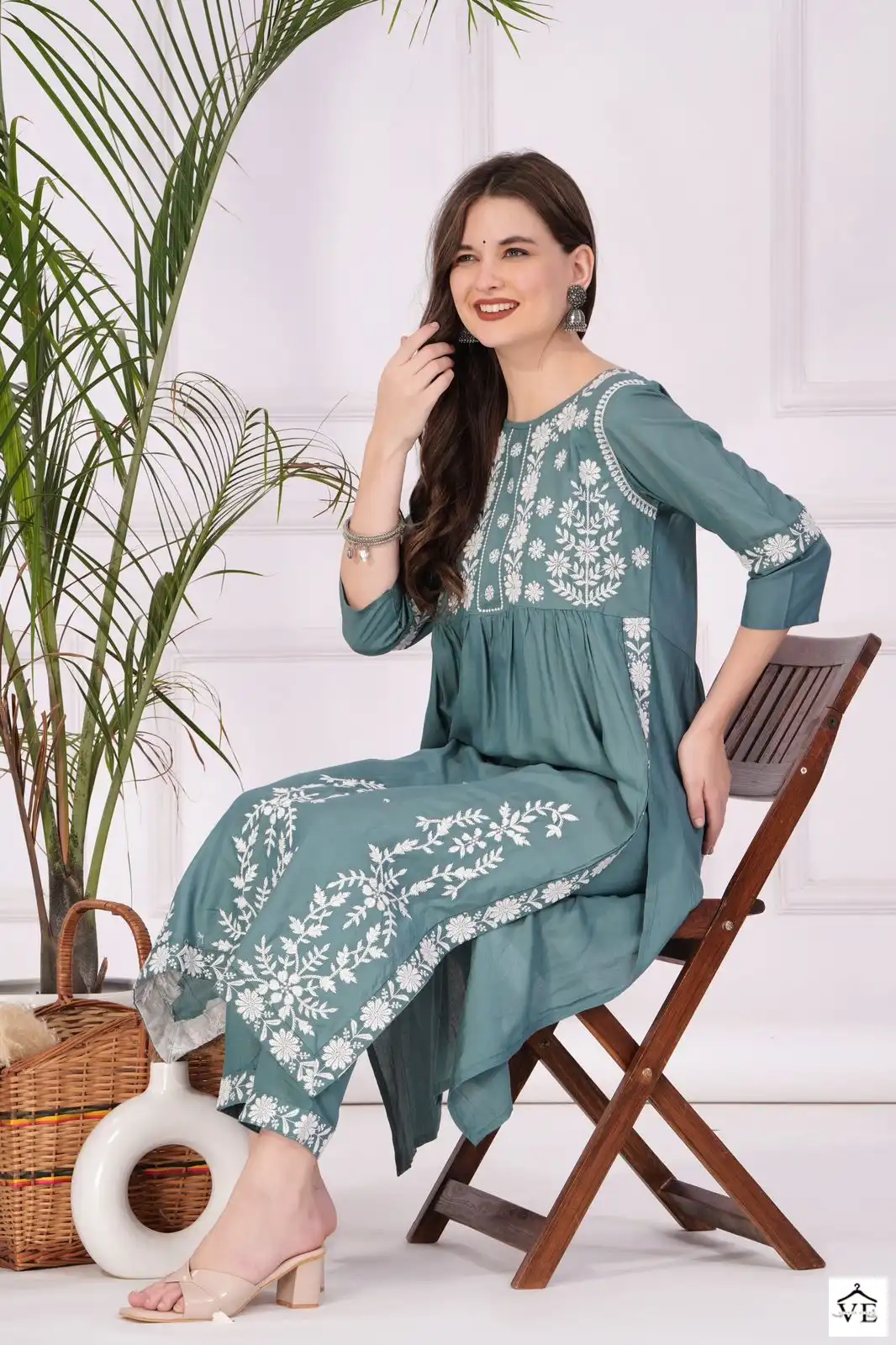 Vardan Ethnic Shober Rayon Wholesale Kurti With Pant Catalog — Wholesale Kurtis, MPA wholesale from Surat - Gallery Image 3