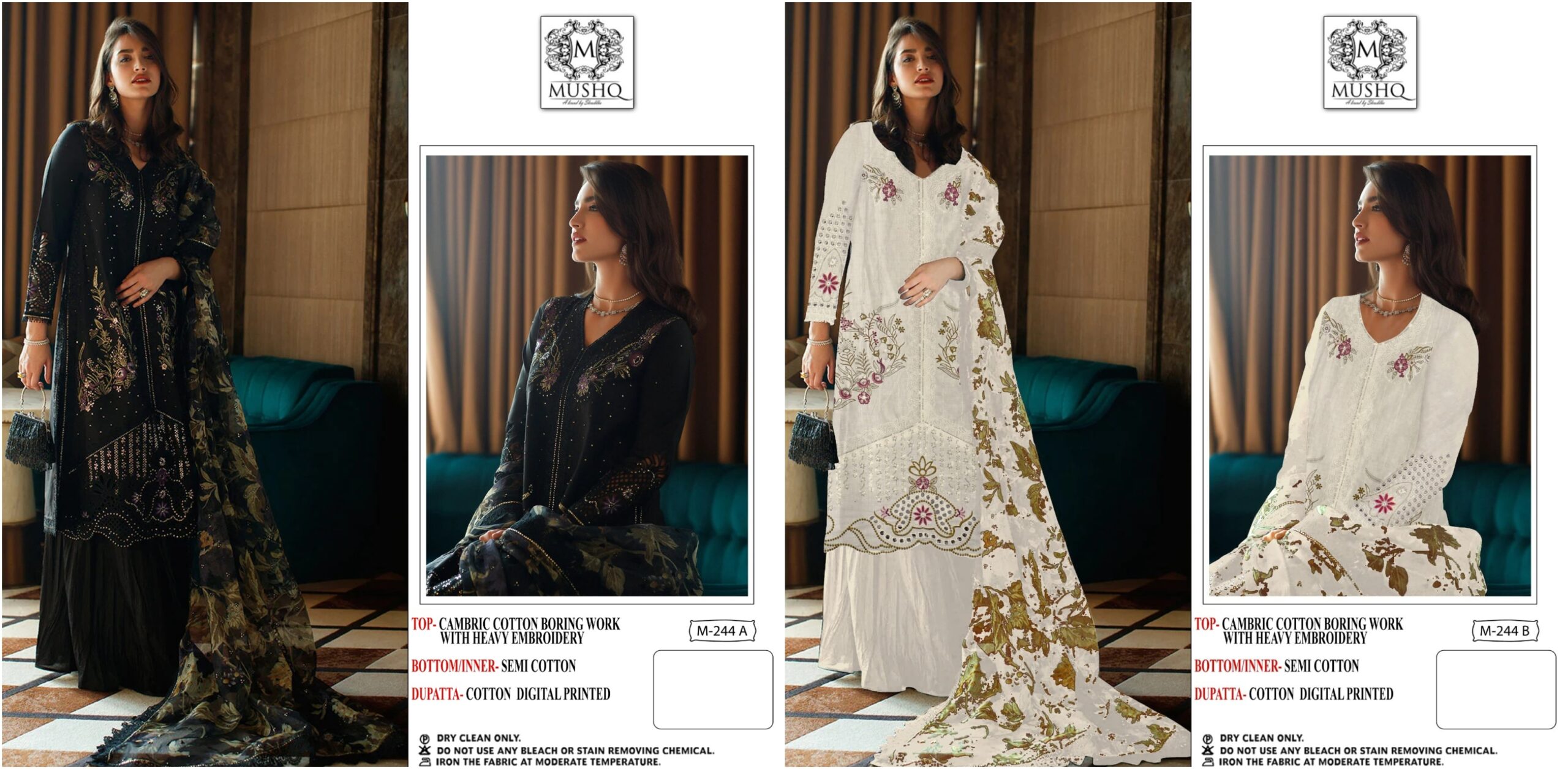 Mushq M 244 A &amp; B Cotton Wholesale Pakistani Salwar Suit Catalog — Wholesale Salwar Suits, MPA wholesale from Surat — view 3