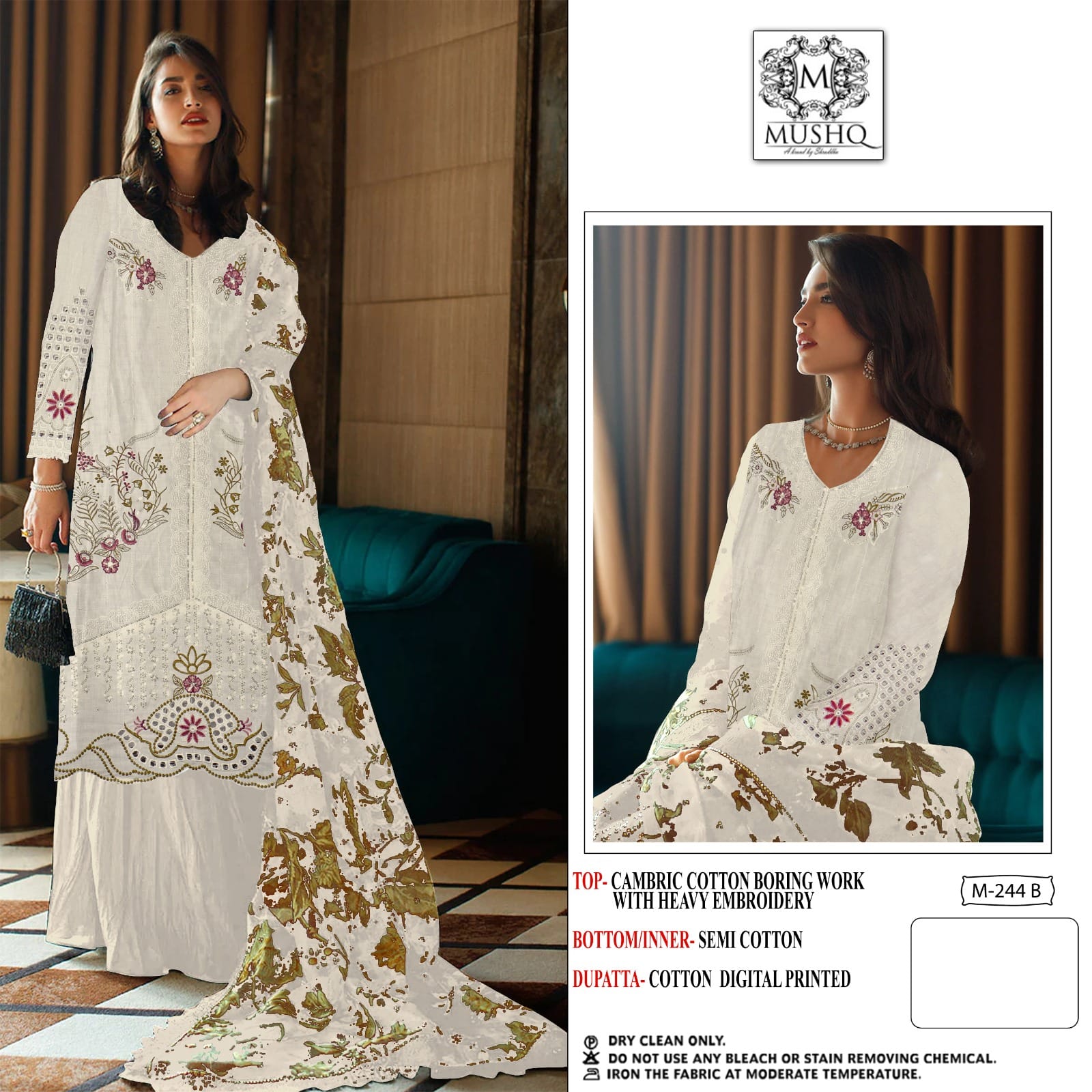 Mushq M 244 A & B Cotton Wholesale Pakistani Salwar Suit Catalog — Wholesale Salwar Suits, MPA wholesale from Surat - Gallery Image 2