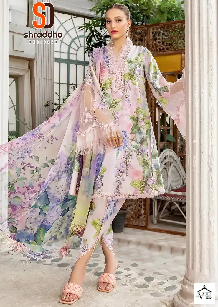 Sharaddha M Prints Vol 15 Lawn Cotton Wholesale Pakistani Salwar Suit Catalog — Wholesale Salwar Suits, MPA wholesale from Surat — view 1