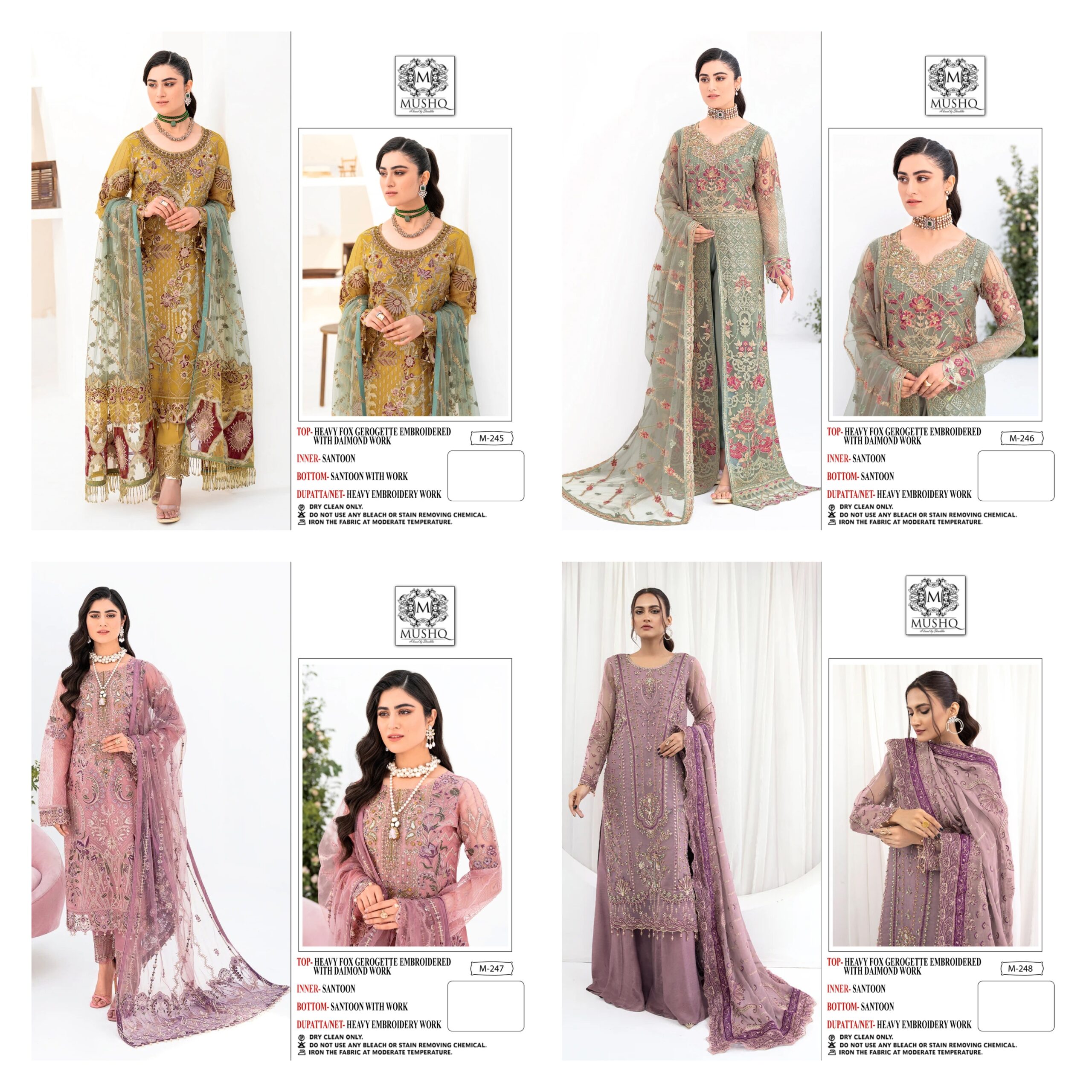 Mushq M 245 To M 248 Georgette Wholesale Pakistani Salwar Suit Catalog — Wholesale Salwar Suits, MPA wholesale from Surat — view 5