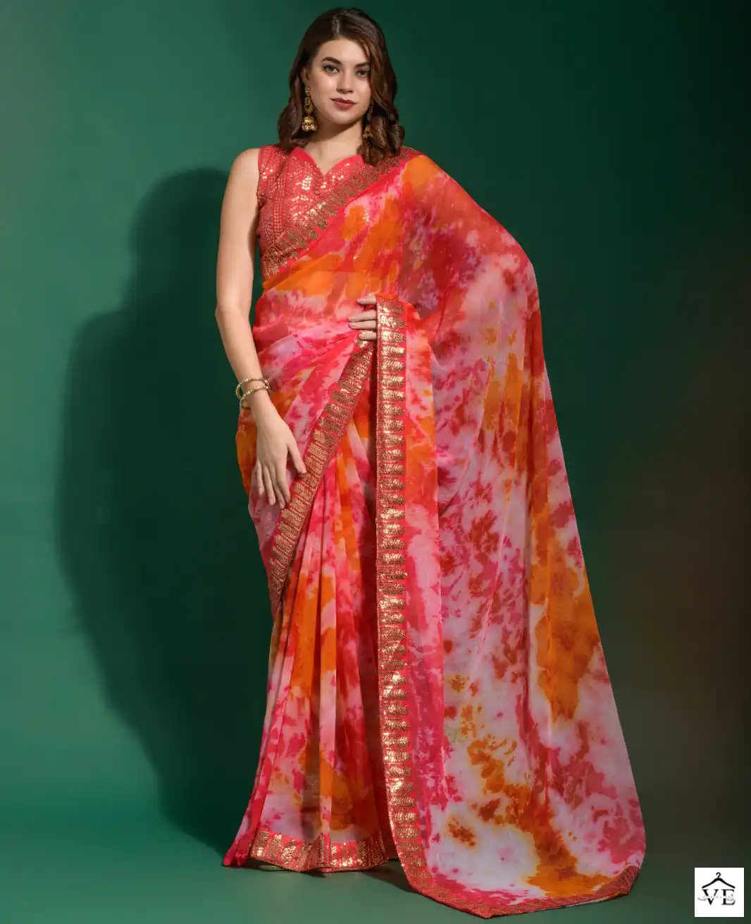 Vardan Ethnic Mansuri Prizam Marbel Chiffon Wholesale Fancy Saree Catalog — Wholesale Sarees, MPA wholesale from Surat — view 1