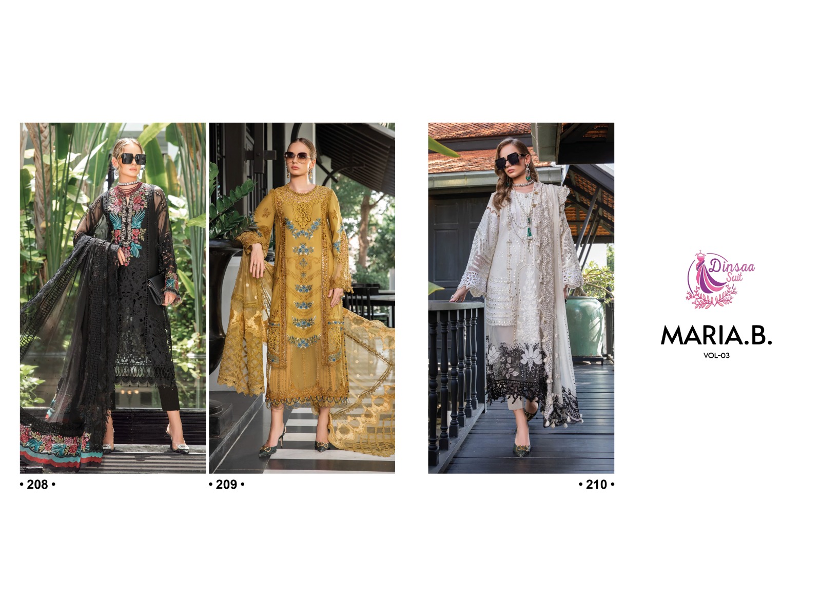 Dinsaa Maria B Vol 3 Pure Cotton Wholesale Pakistani Salwar Suit Catalog — Wholesale Salwar Suits, MPA wholesale from Surat — view 4