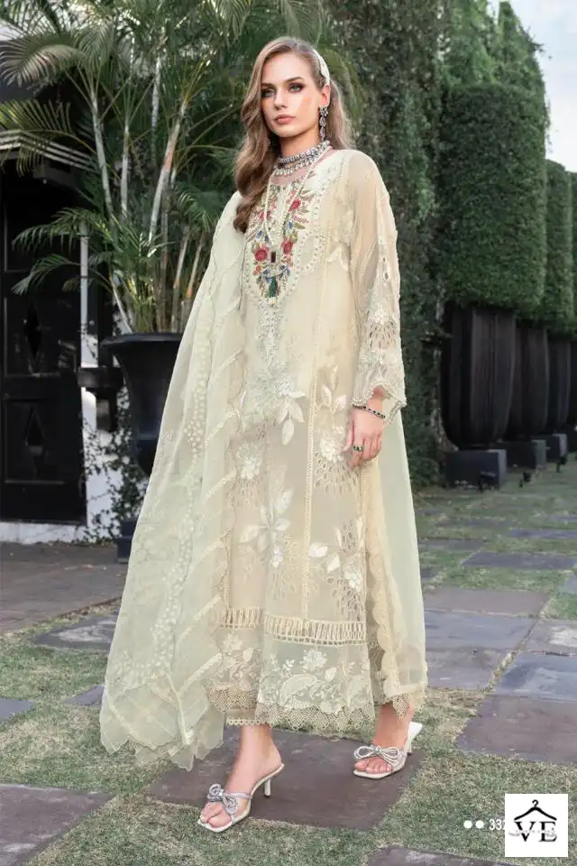 Deepsy Suits Maria.B Embroidered Lawn Pure Cambric Cotton Wholesale Pakistani Salwar Suit Catalog — Wholesale Salwar Suits, MPA wholesale from Surat - Gallery Image 4