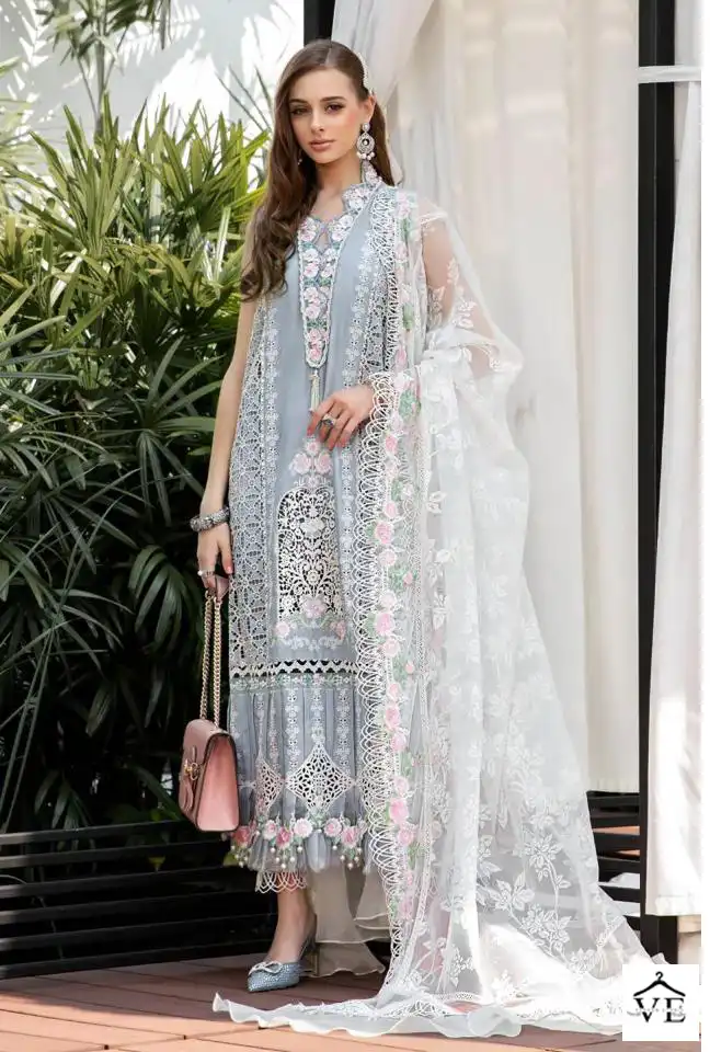 Deepsy Suits Maria.B Embroidered Lawn Pure Cambric Cotton Wholesale Pakistani Salwar Suit Catalog — Wholesale Salwar Suits, MPA wholesale from Surat - Gallery Image 7