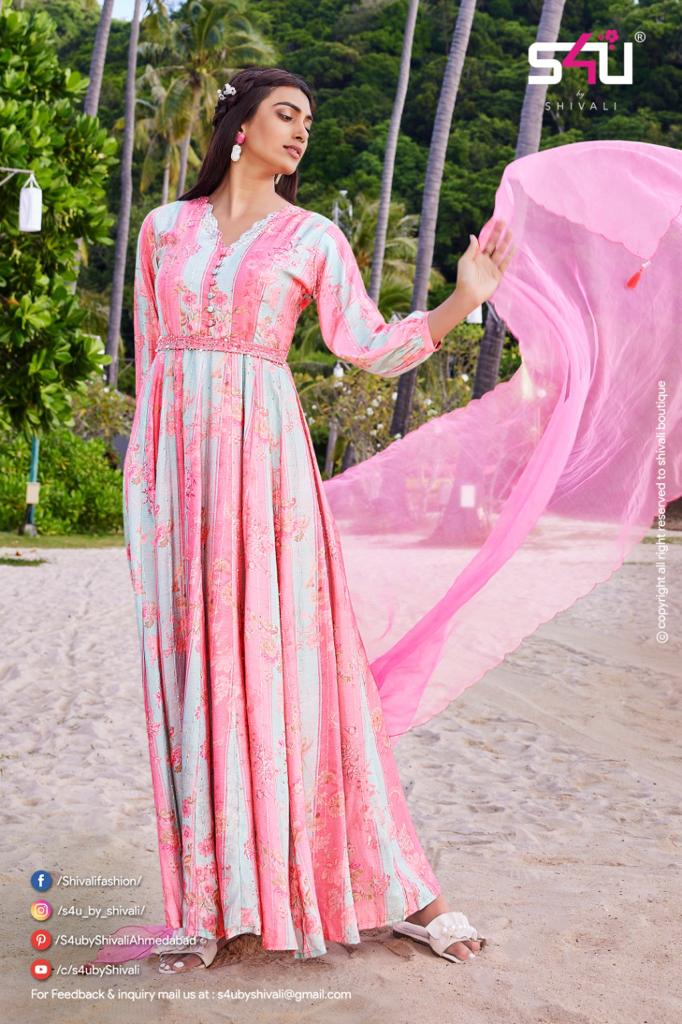 S4U Shivali Masakali Muslin Wholesale Fancy Designer Gown With Dupatta Catalog — Wholesale Kurtis, MPA wholesale from Surat — view 2