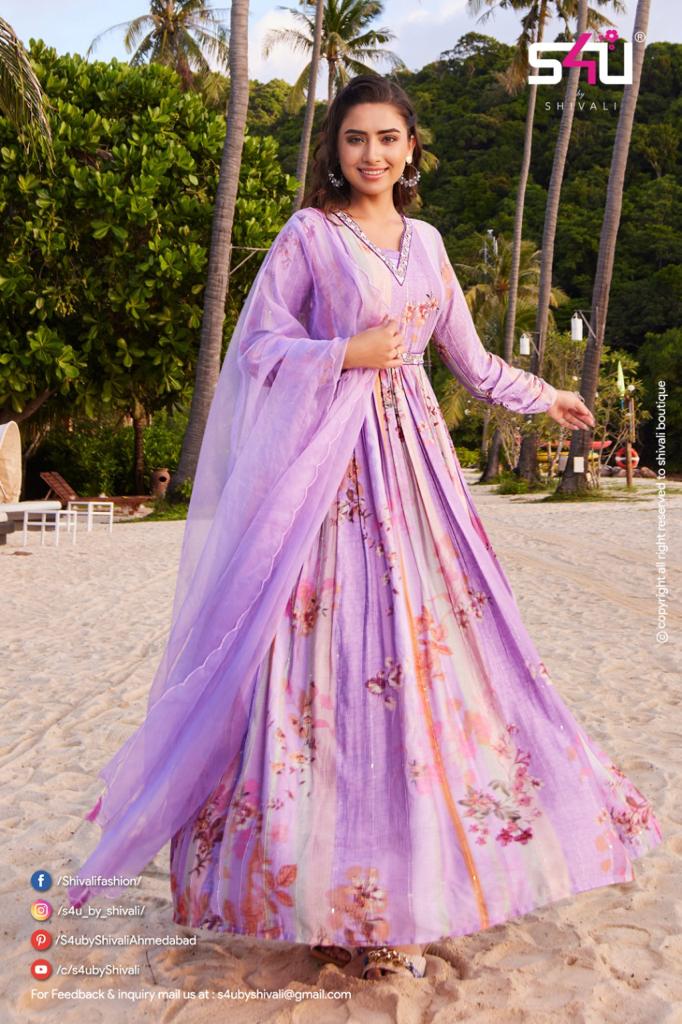 S4U Shivali Masakali Muslin Wholesale Fancy Designer Gown With Dupatta Catalog — Wholesale Kurtis, MPA wholesale from Surat — view 4