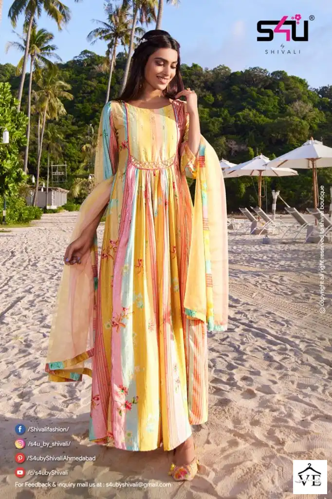 S4U Shivali Masakali Muslin Wholesale Gown With Dupatta Catalog — Wholesale Salwar Suits, MPA wholesale from Surat - Gallery Image 3
