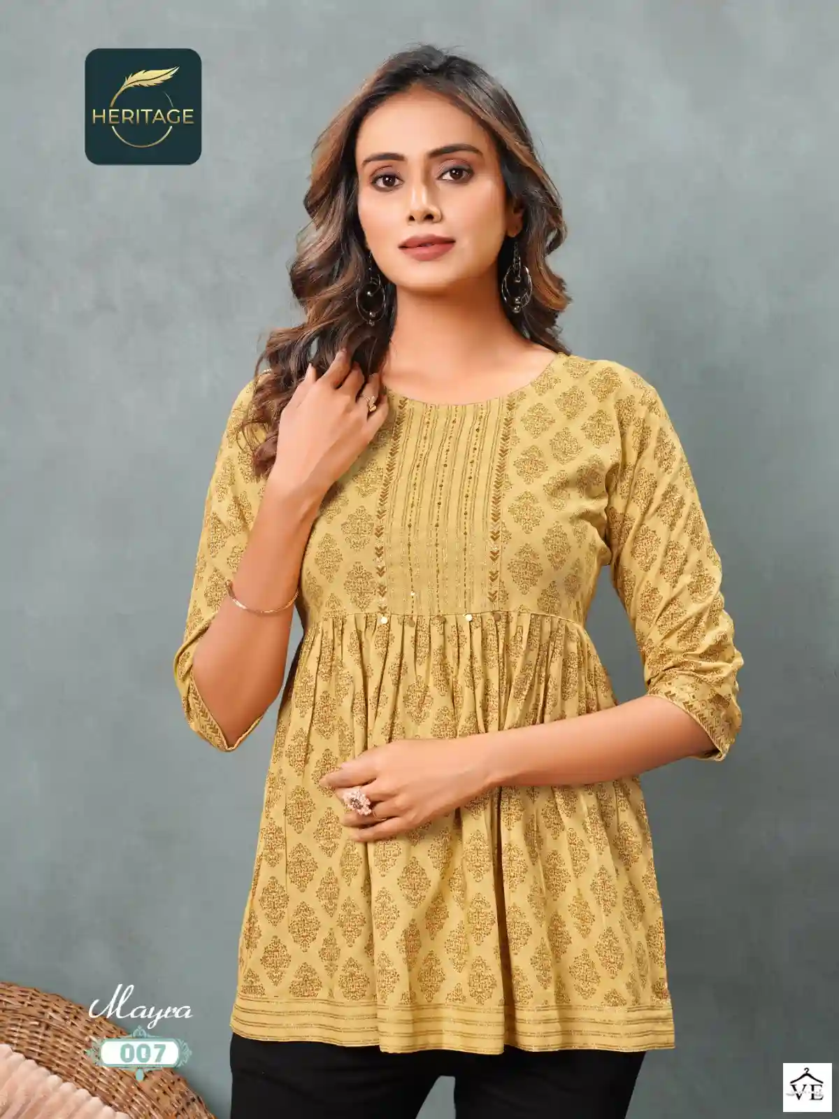 Heritage Mayra Rayon Wholesale Short Kurtis Catalog — Wholesale Kurtis, MPA wholesale from Surat - Gallery Image 2