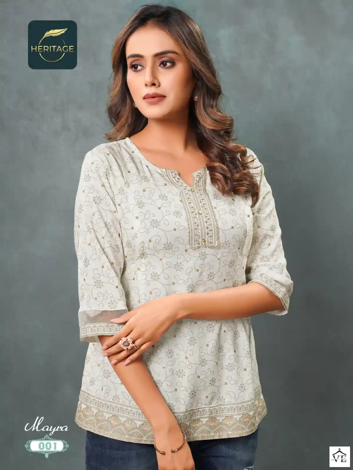 Heritage Mayra Rayon Wholesale Short Kurtis Catalog — Wholesale Kurtis, MPA wholesale from Surat - Gallery Image 3