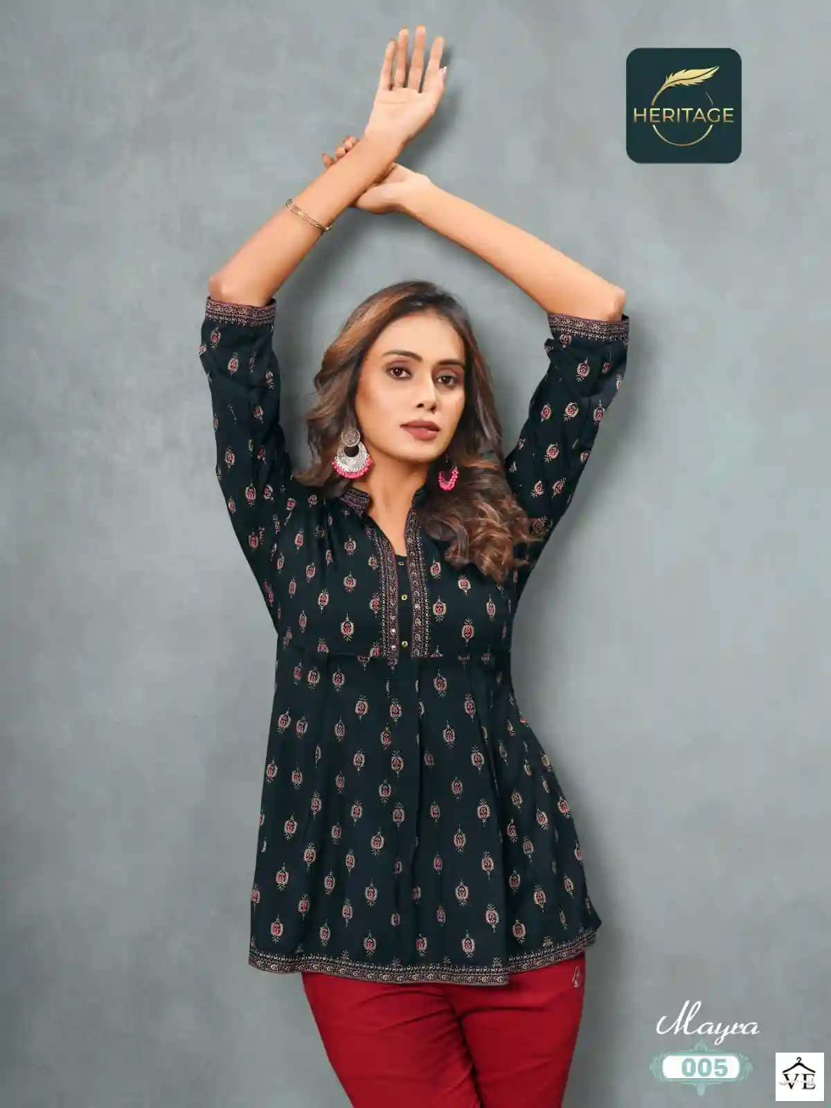 Heritage Mayra Rayon Wholesale Short Kurtis Catalog — Wholesale Kurtis, MPA wholesale from Surat - Gallery Image 7
