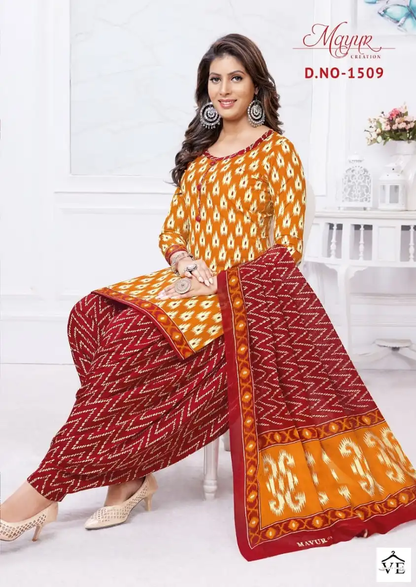 Mayur Ikkat Vol 15 Pure Cotton Wholesale Salwar Suit Catalog — Wholesale Salwar Suits, Mayur Dress wholesale from Surat — Photo 6
