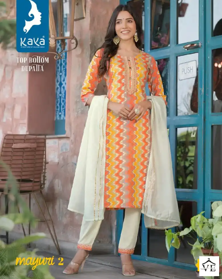 Kaya Kurti Mayuri 2 Rayon Prints Wholesale Readymade Salwar Suit Catalog — Wholesale Salwar Suits, Mayur Dress wholesale from Surat — view 1