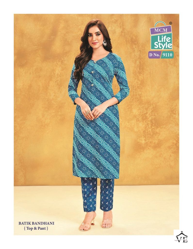 Mcm Priyatama Batik Bandhani Cotton Wholesale Kurti With Pant Catalog — Wholesale Kurtis, Mcm wholesale from Surat - Gallery Image 5