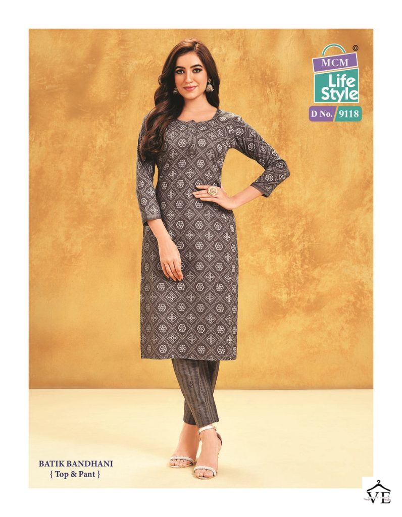 Mcm Priyatama Batik Bandhani Cotton Wholesale Kurti With Pant Catalog — Wholesale Kurtis, Mcm wholesale from Surat - Gallery Image 8