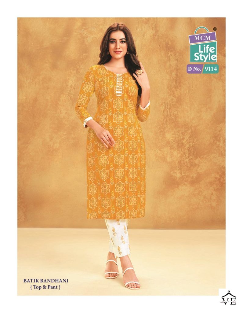 Mcm Priyatama Batik Bandhani Cotton Wholesale Kurti With Pant Catalog — Wholesale Kurtis, Mcm  wholesale from Surat — view 12