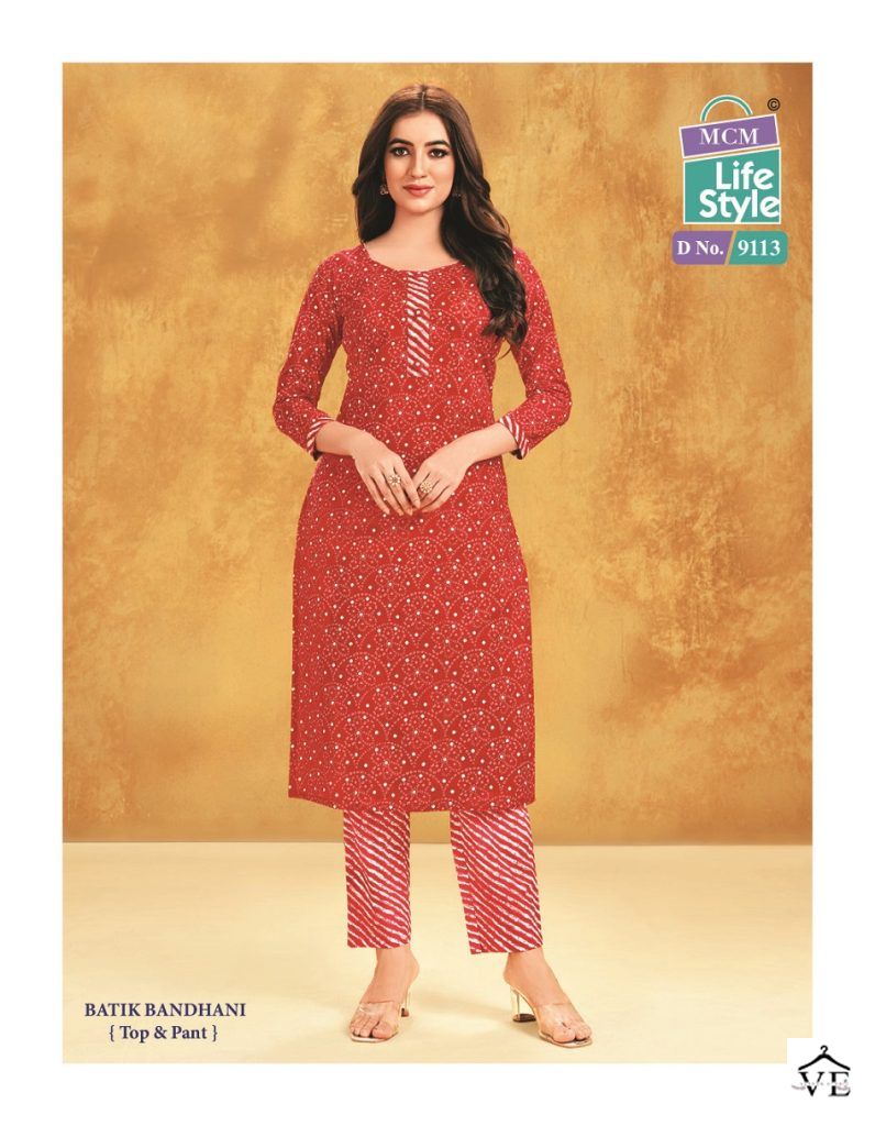 Mcm Priyatama Batik Bandhani Cotton Wholesale Kurti With Pant Catalog — Wholesale Kurtis, Mcm wholesale from Surat - Gallery Image 2