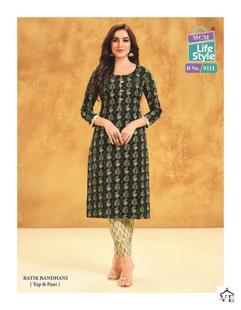 Mcm Priyatama Batik Bandhani Cotton Wholesale Kurti With Pant Catalog — Wholesale Kurtis, Mcm wholesale from Surat - Gallery Image 4
